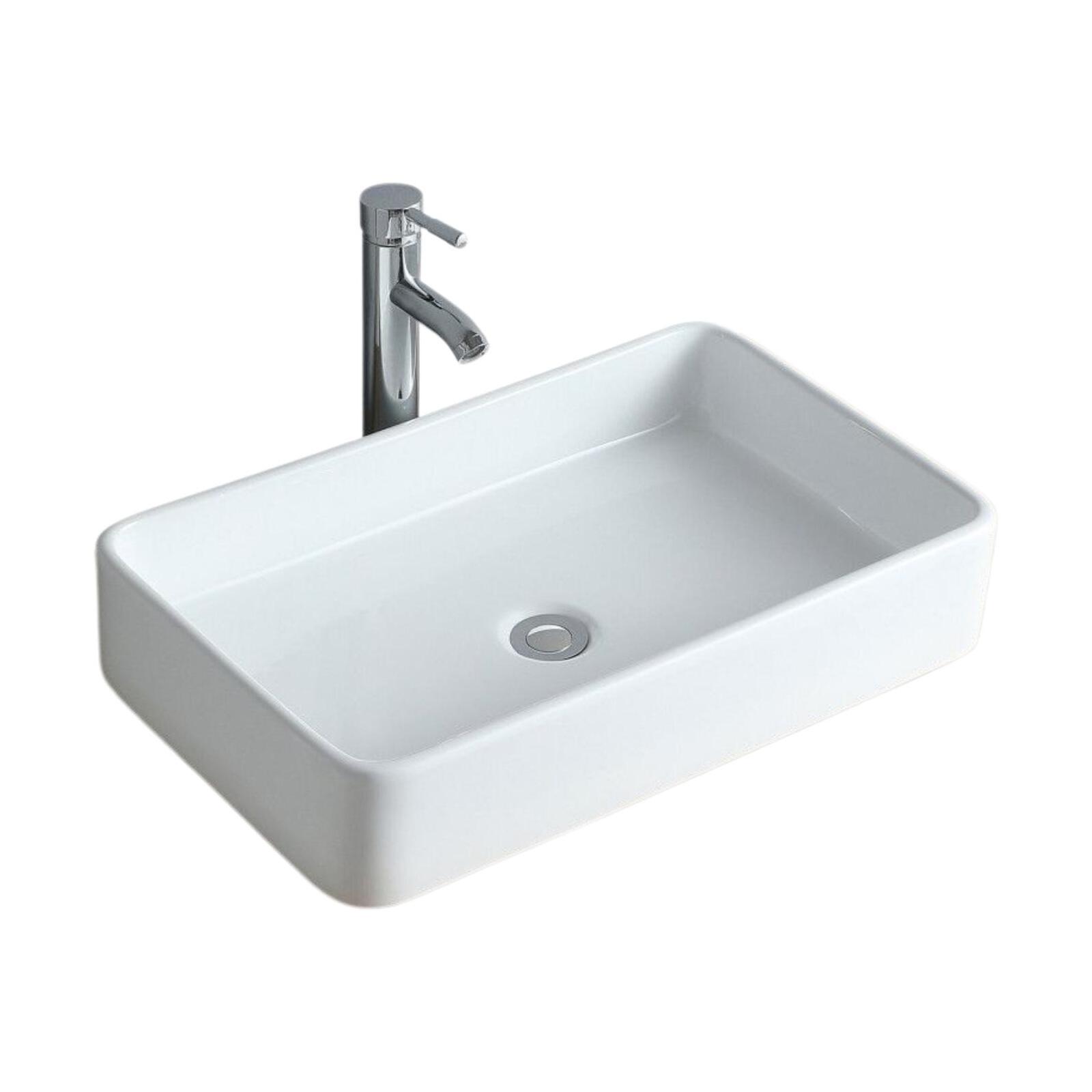 Vasque à poser rectangle en céramique blanche 60x37cm