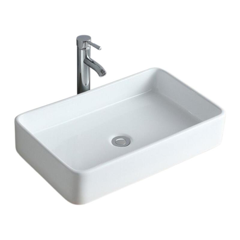 Vasque à poser rectangle en céramique blanche 60x37cm