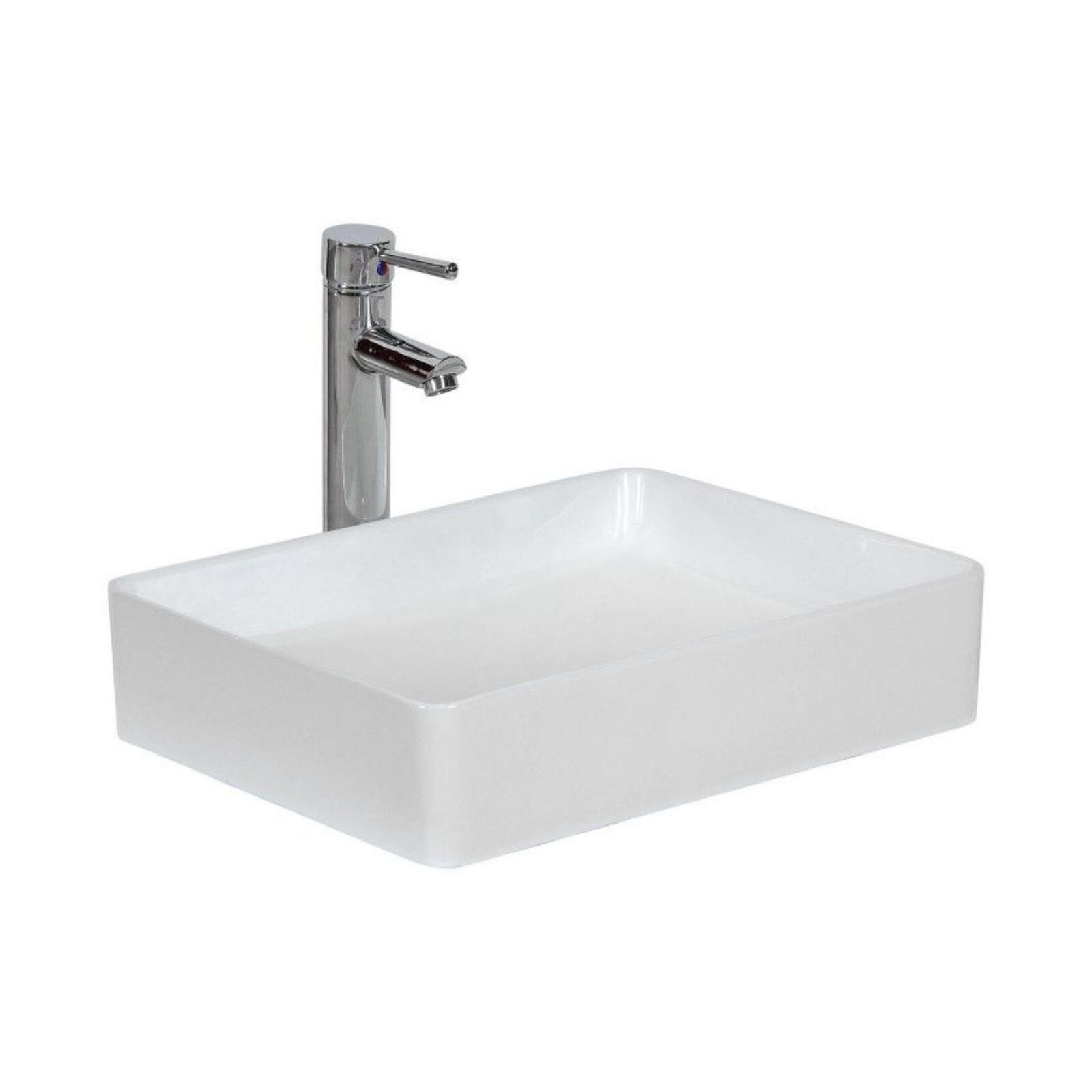 Vasque à poser rectangle en céramique blanche 47x36cm