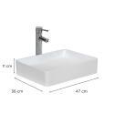 Vasque à poser rectangle en céramique blanche 47x36cm
