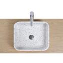 Vasque à poser rectangulaire en terrazzo blanc L45xP38cm - MILA - Vue de dessus
