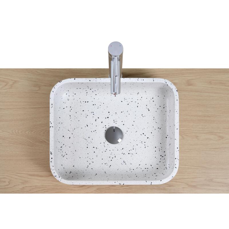 Vasque à poser rectangulaire en terrazzo blanc L45xP38cm - MILA - Vue de dessus