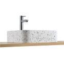 Vasque à poser rectangulaire en terrazzo blanc L45xP38cm - MILA - Vue épaisseur