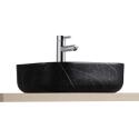 Vasque carrée noire à poser en céramique imitation marbre 37 x 37 cm - DIANE - Vue épaisseur