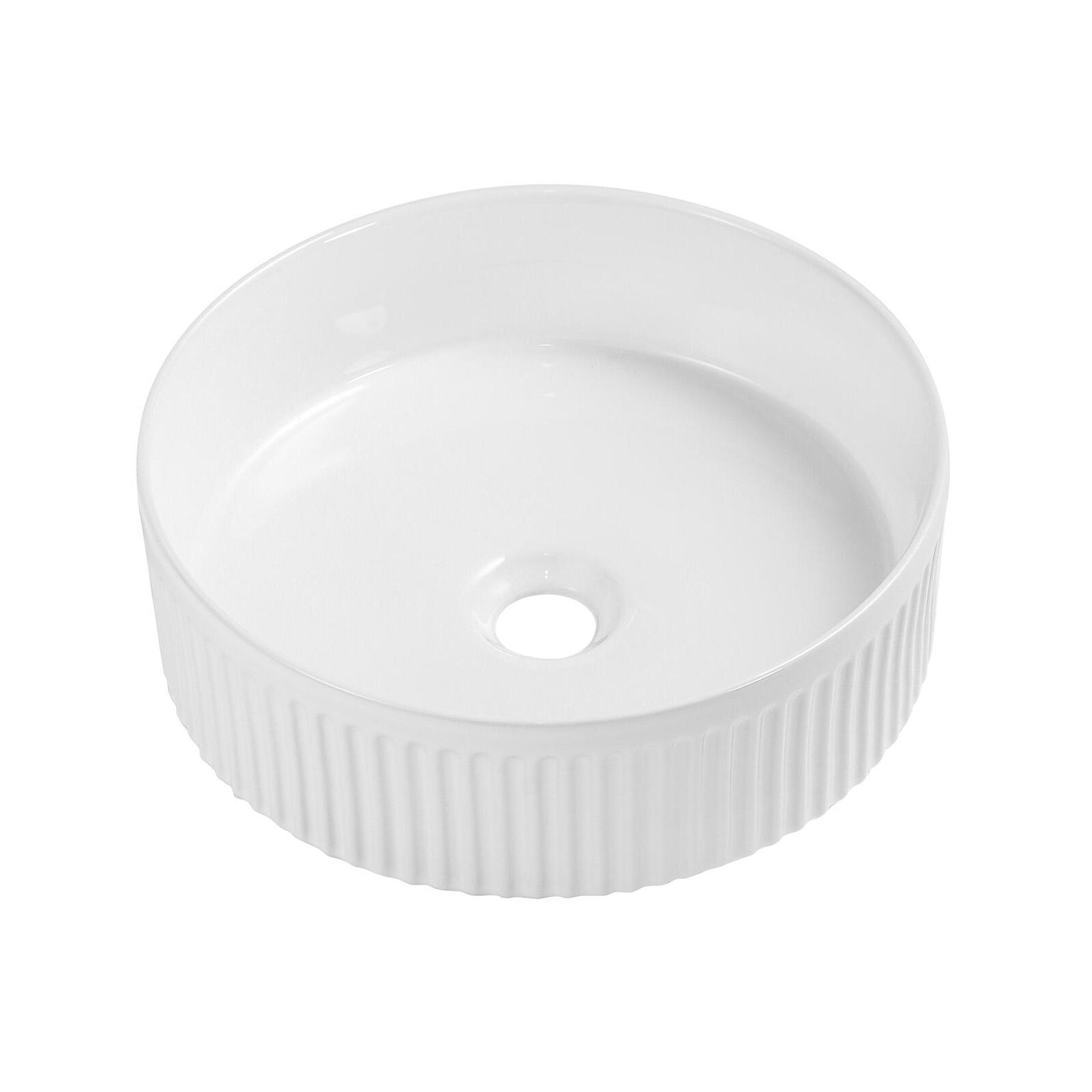 Vasque à poser ronde en céramique blanc texturé 36cm Vasque à poser ronde en céramique blanc texturé 36cm