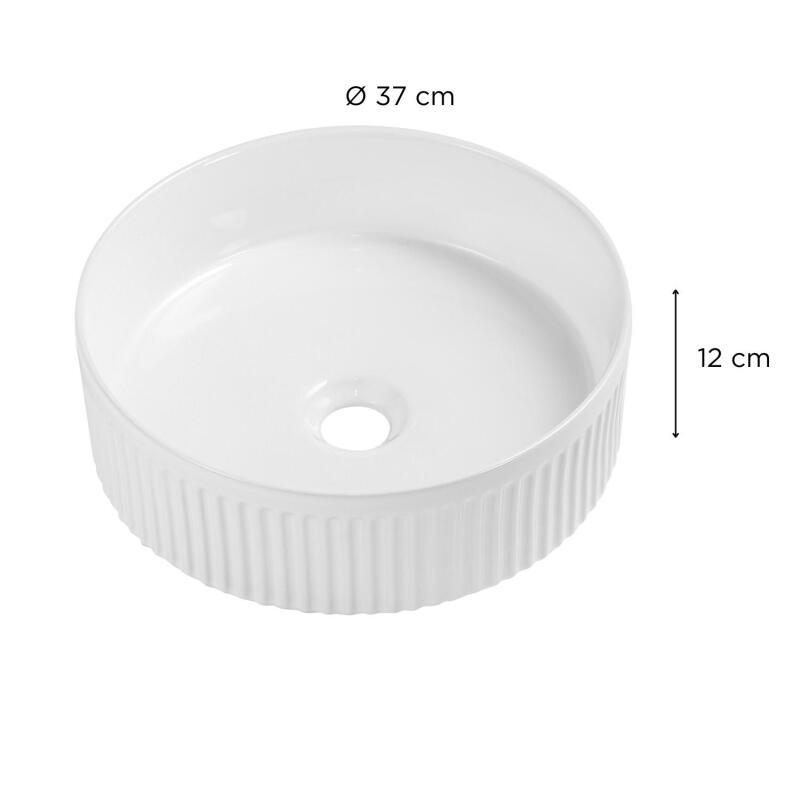 Vasque à poser ronde en céramique blanc texturé 36cm