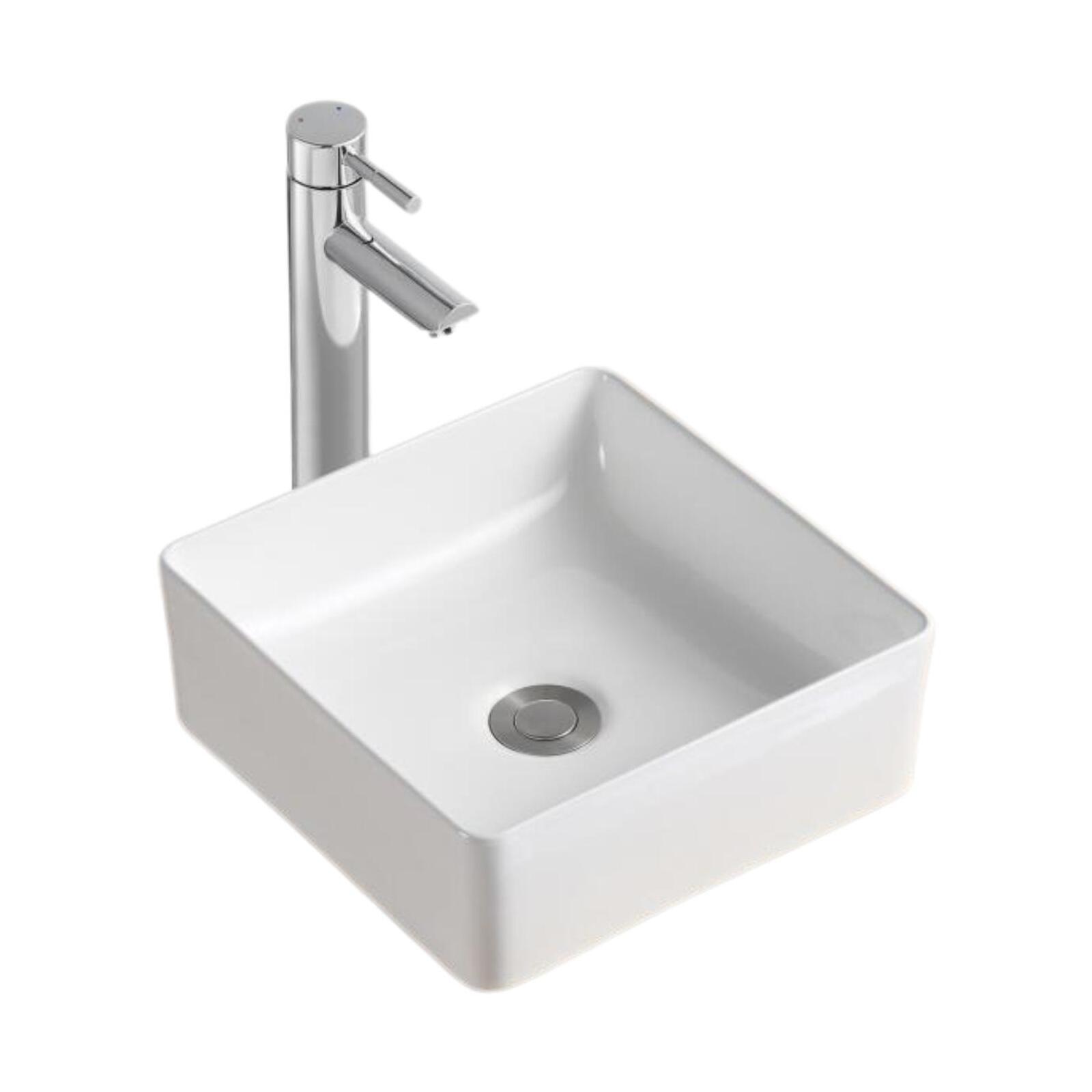 Vasque à poser carrée en céramique blanche 30x30 cm AONI Vasque à poser carrée en céramique blanche 30x30 cm AONI
