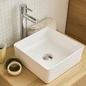 Vasque à poser carrée en céramique blanche 30cm