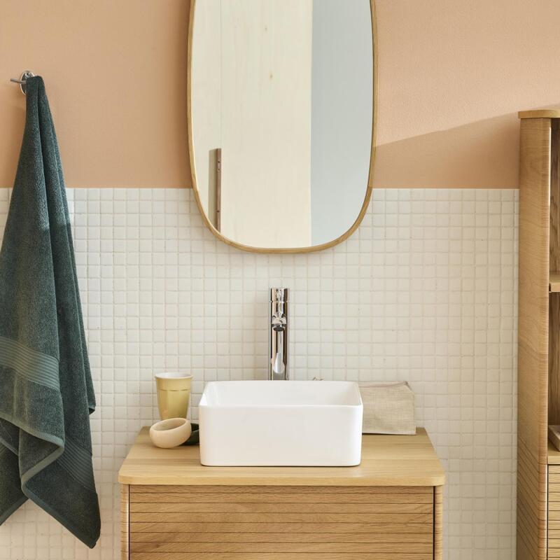 Vasque à poser carrée en céramique blanche 30cm