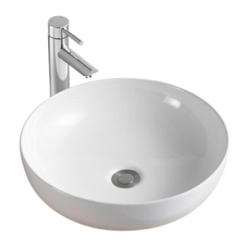 Vasque à poser ronde blanche en céramique 42x42 cm SACHA