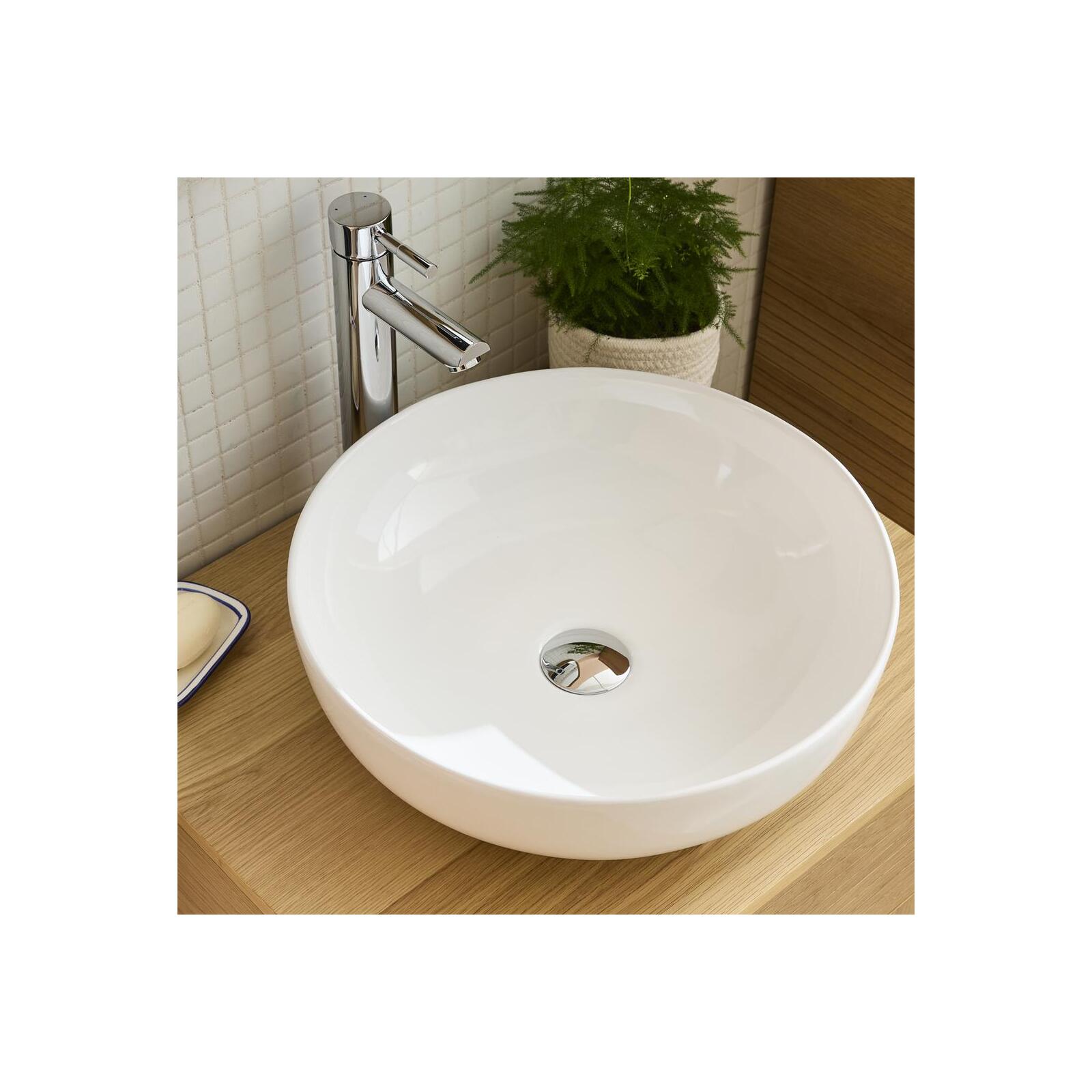 Vasque à poser ronde en céramique blanche 42cm Vasque à poser ronde en céramique blanche 42cm