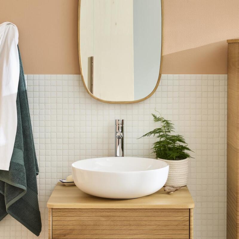 Vasque à poser ronde en céramique blanche 42cm