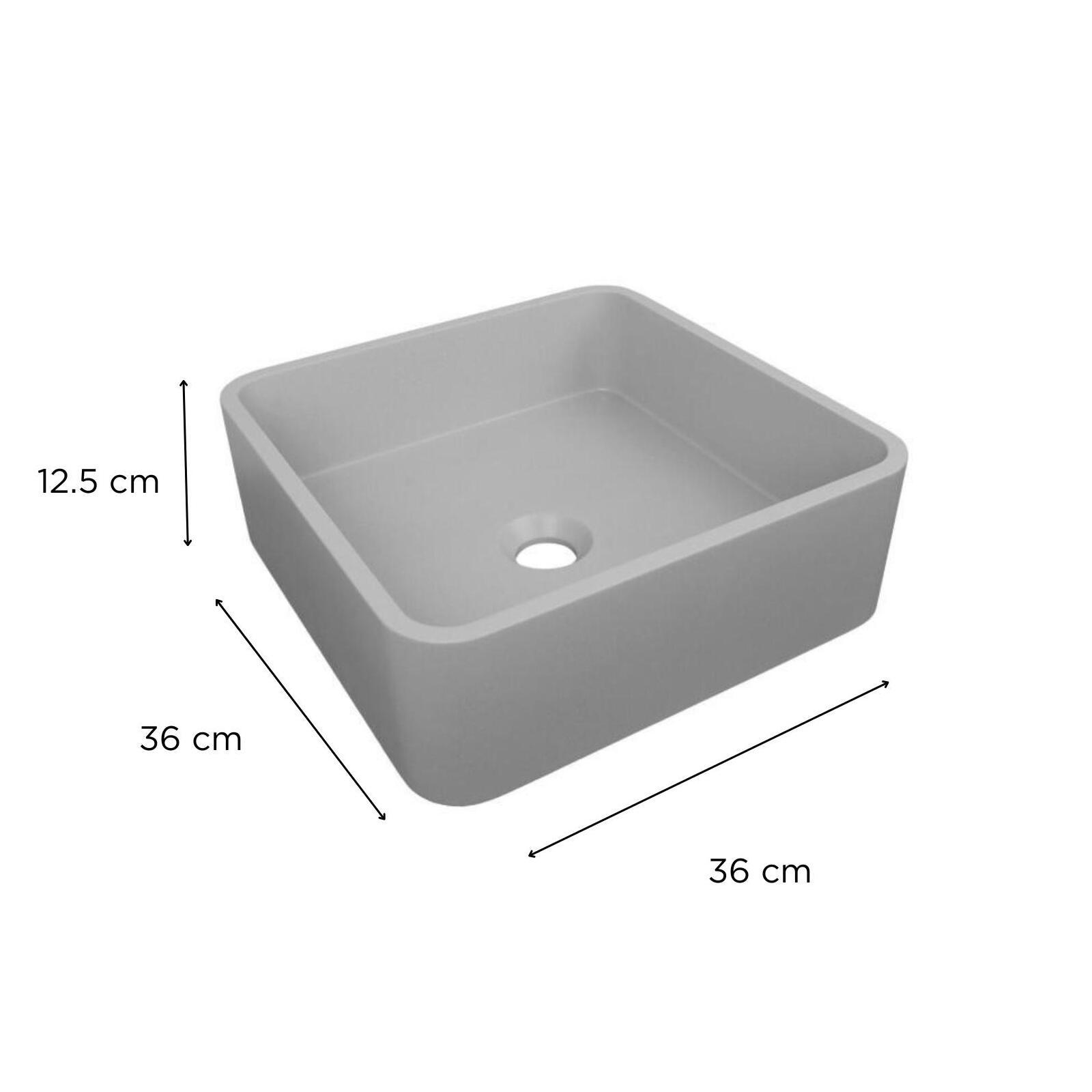 Vasque à poser carrée en béton gris 36cm Vasque à poser carrée en béton gris 36cm