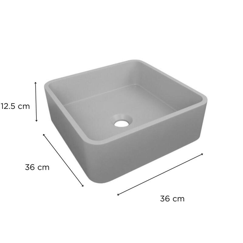 Vasque à poser carrée en béton gris 36cm