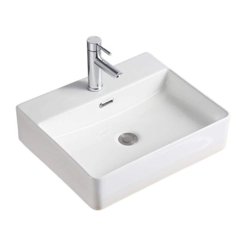 Vasque à poser rectangle en céramique blanche 50x42cm