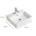 Vasque à poser rectangle en céramique blanche 50x42cm