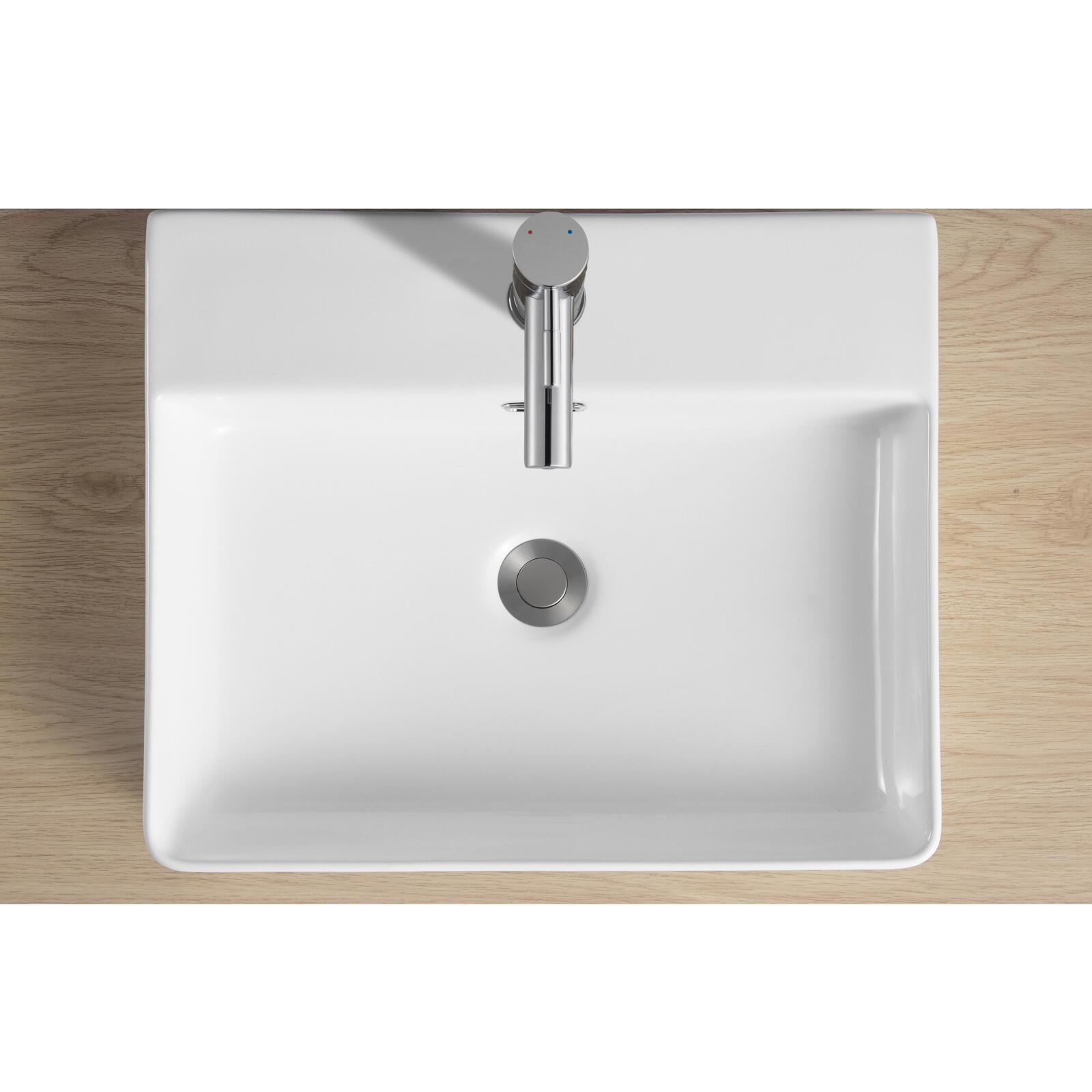 Vasque à poser rectangle en céramique blanche 50x42cm