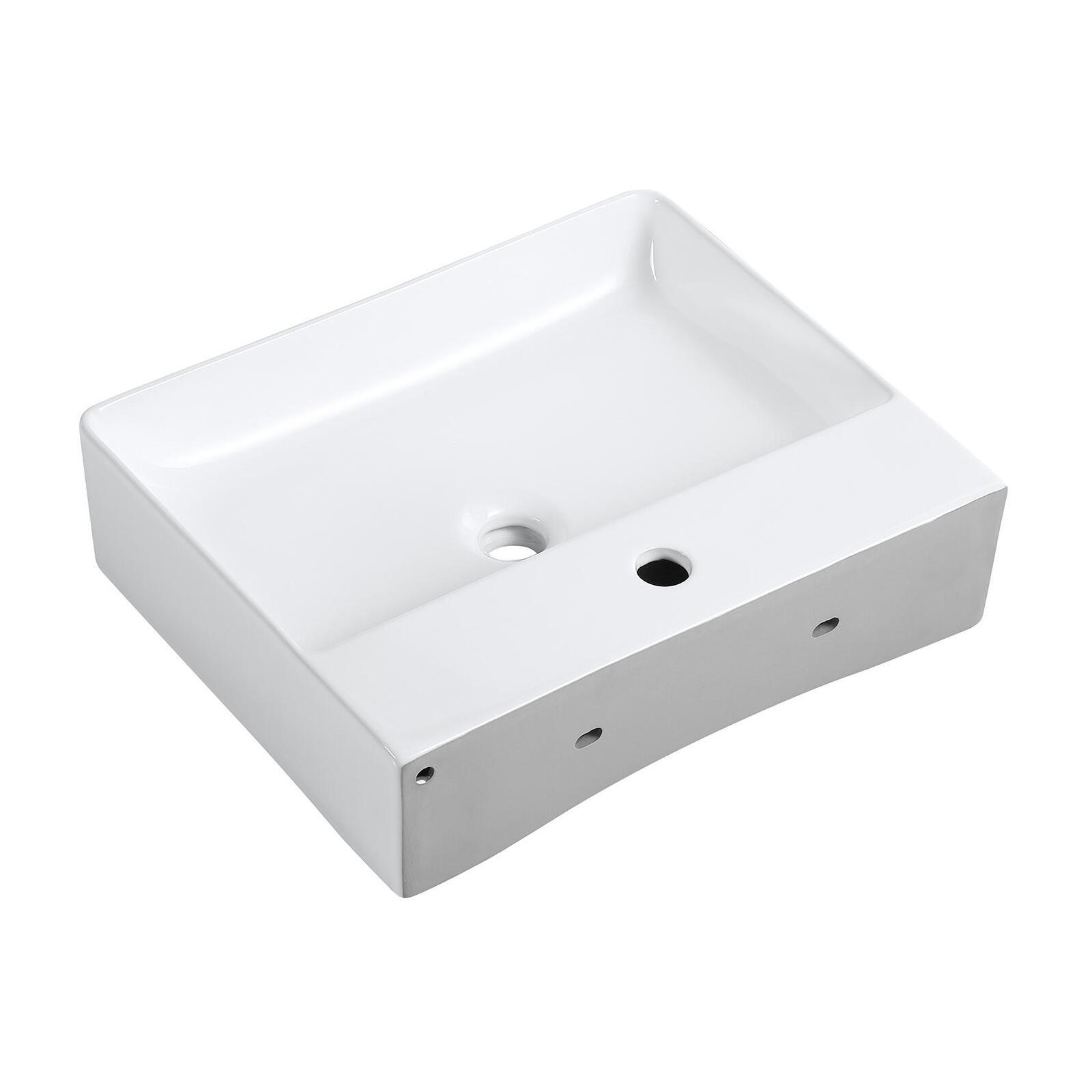 Vasque à poser rectangle en céramique blanche 50x42cm