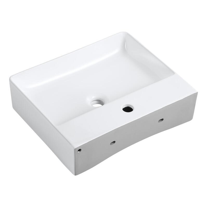 Vasque à poser rectangle en céramique blanche 50x42cm