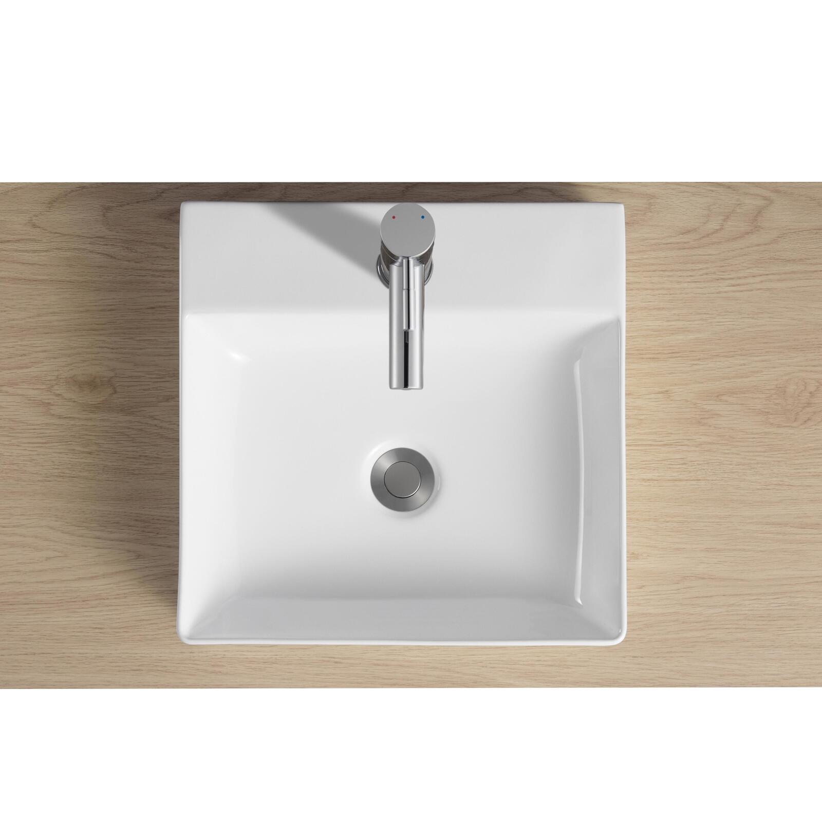 Vasque à poser carrée en céramique blanche 40cm Vasque à poser carrée en céramique blanche 40cm