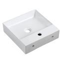 Vasque à poser carrée en céramique blanche 40cm