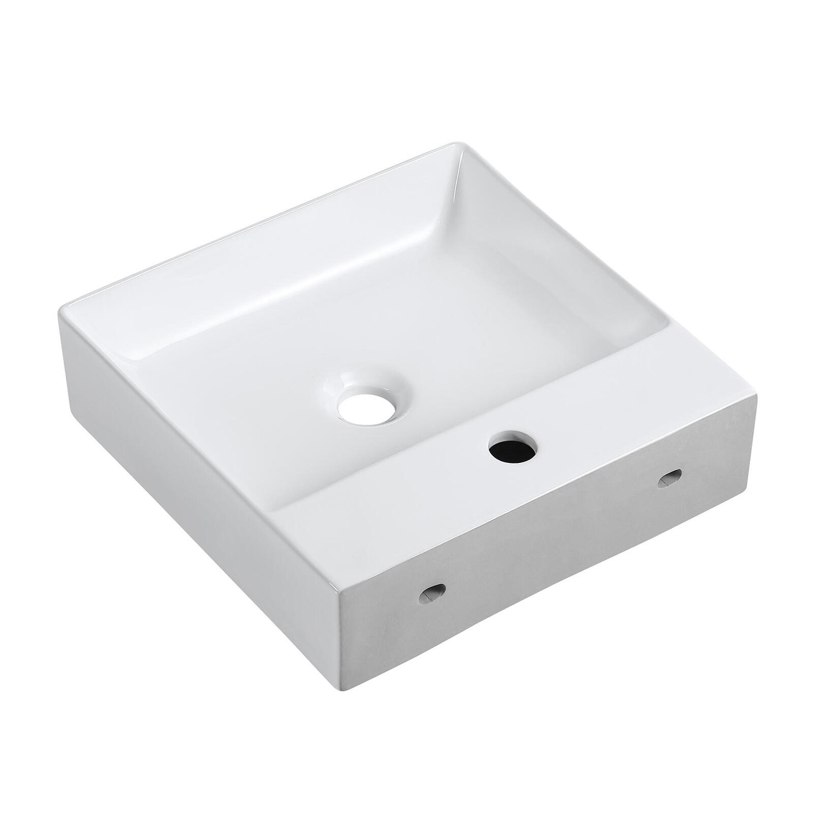 Vasque à poser carrée en céramique blanche 40cm Vasque à poser carrée en céramique blanche 40cm