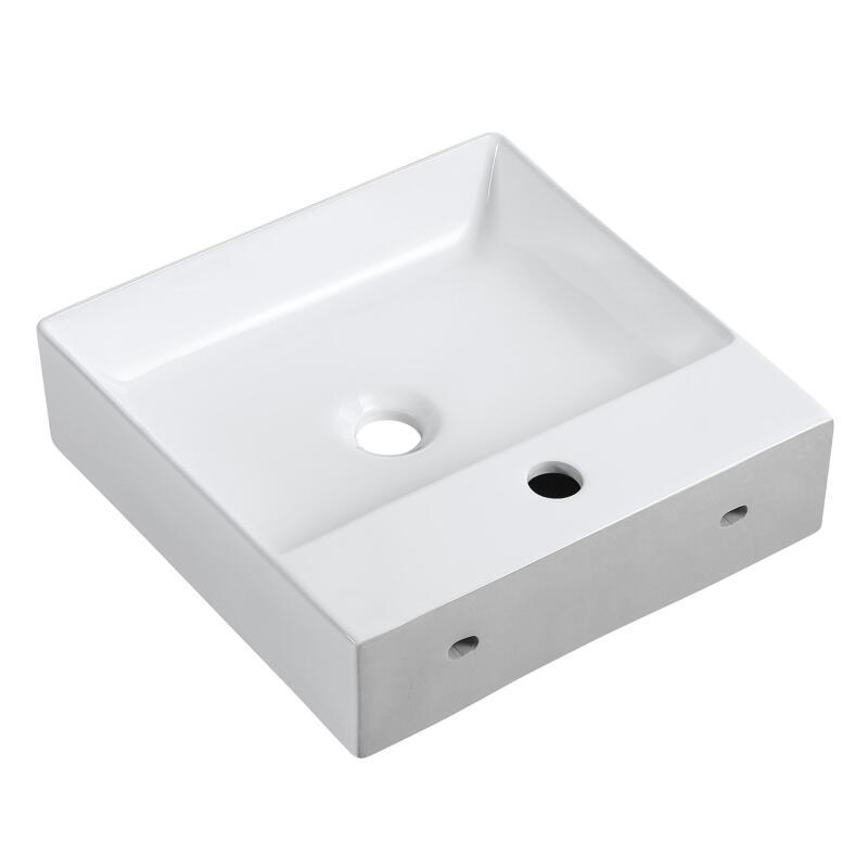 Vasque à poser carrée en céramique blanche 40cm