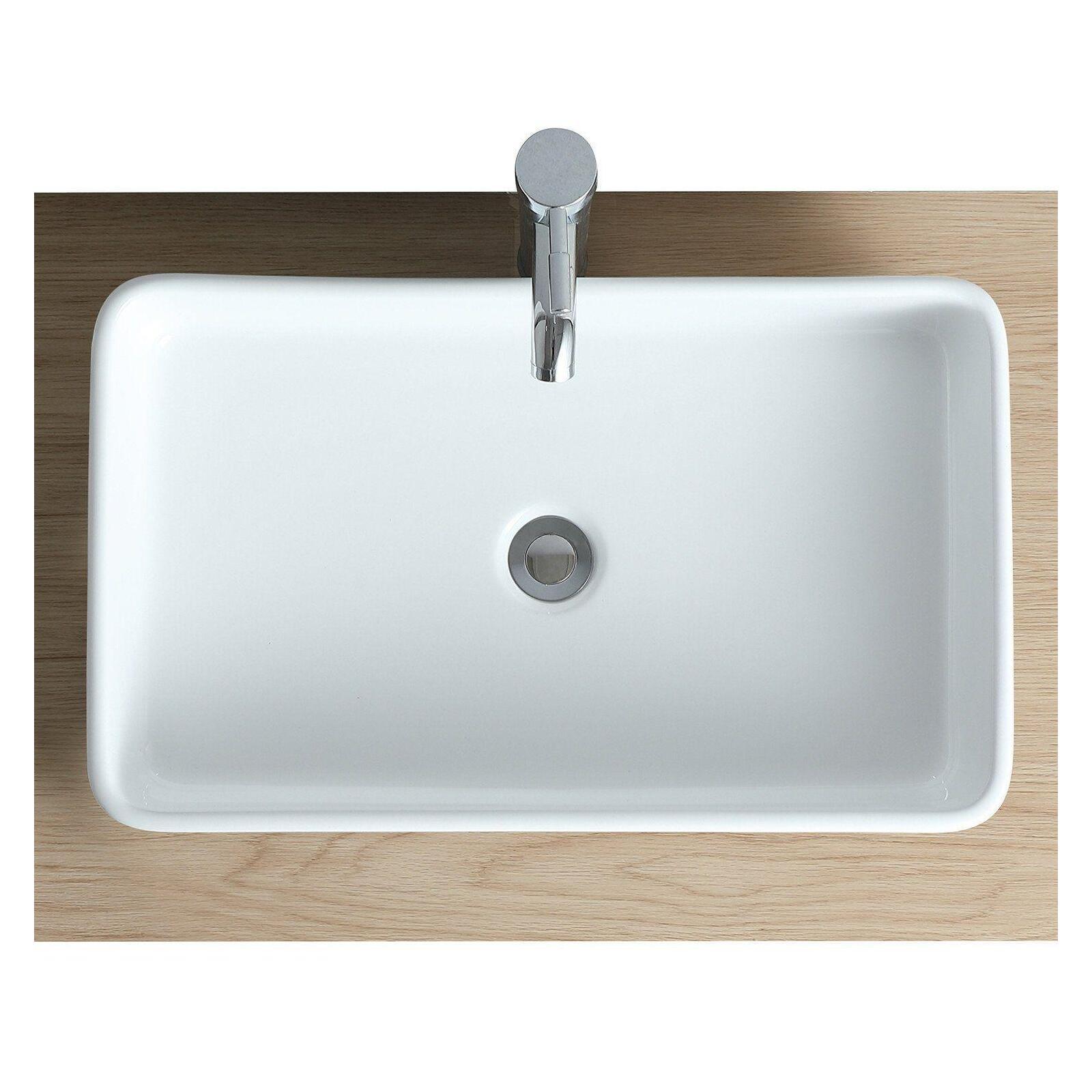 Vasque à poser rectangle en céramique blanche 60x37cm