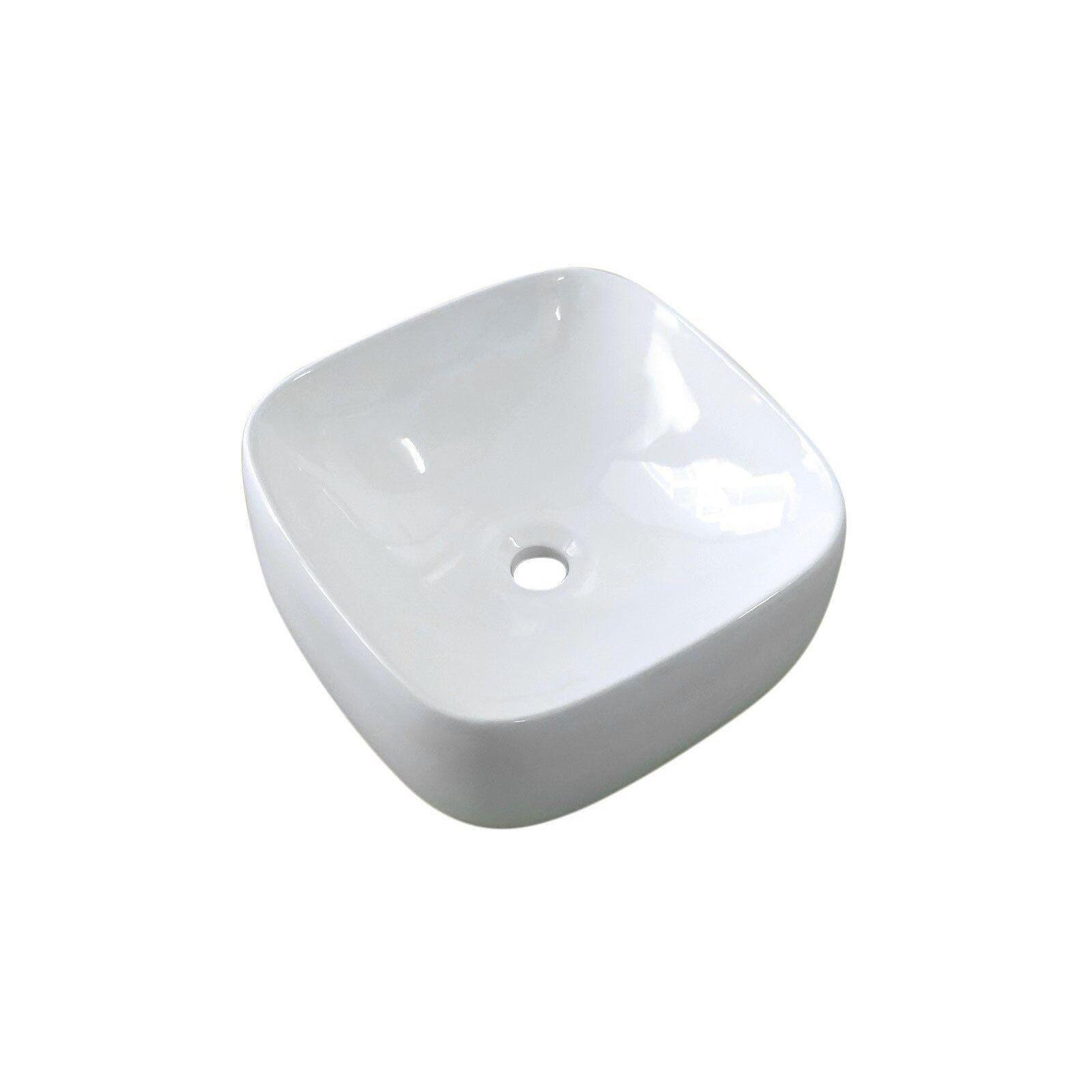 Vasque à poser carrée en céramique blanche 39cm Vasque à poser carrée en céramique blanche 39cm
