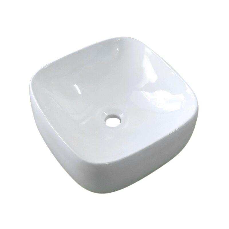 Vasque à poser carrée en céramique blanche 39cm