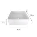 Vasque à poser carrée en céramique blanche 36cm