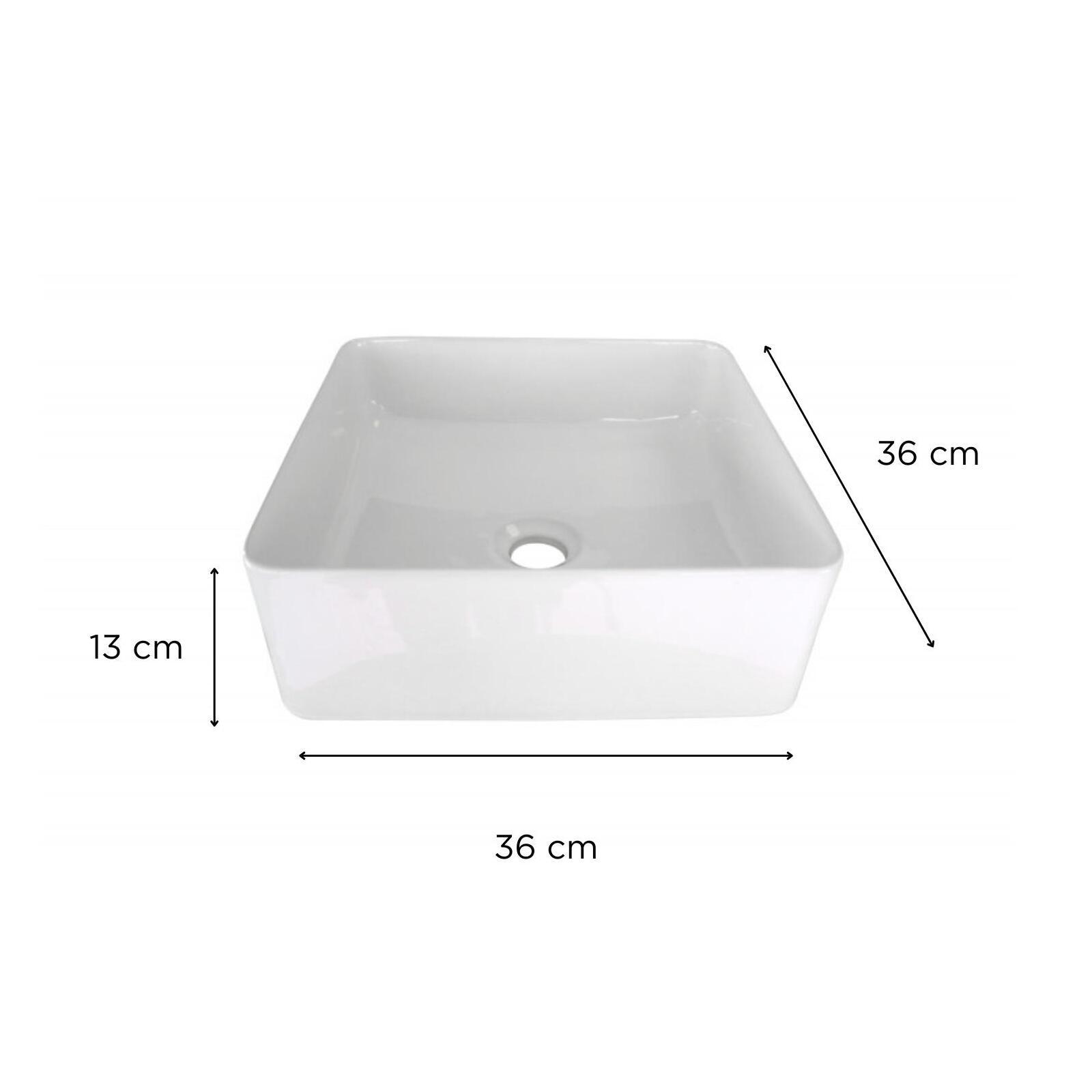 Vasque à poser carrée en céramique blanche 36cm