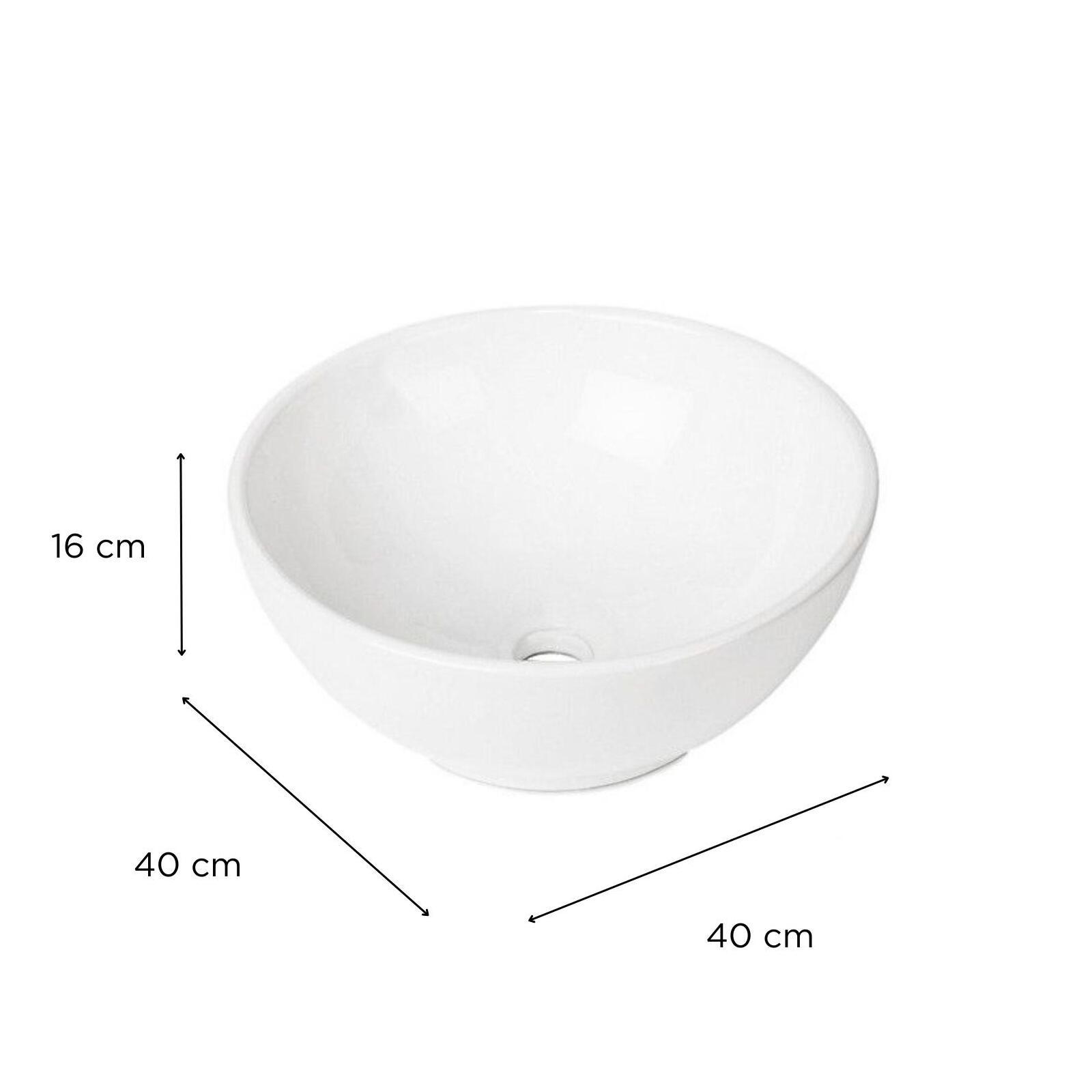 Vasque à poser ronde en céramique blanche 40cm Vasque à poser ronde en céramique blanche 40cm