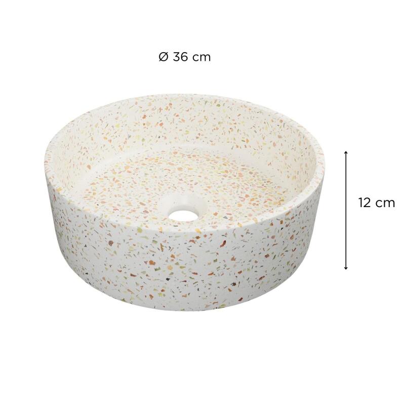 Vasque à poser ronde en terrazzo 36cm