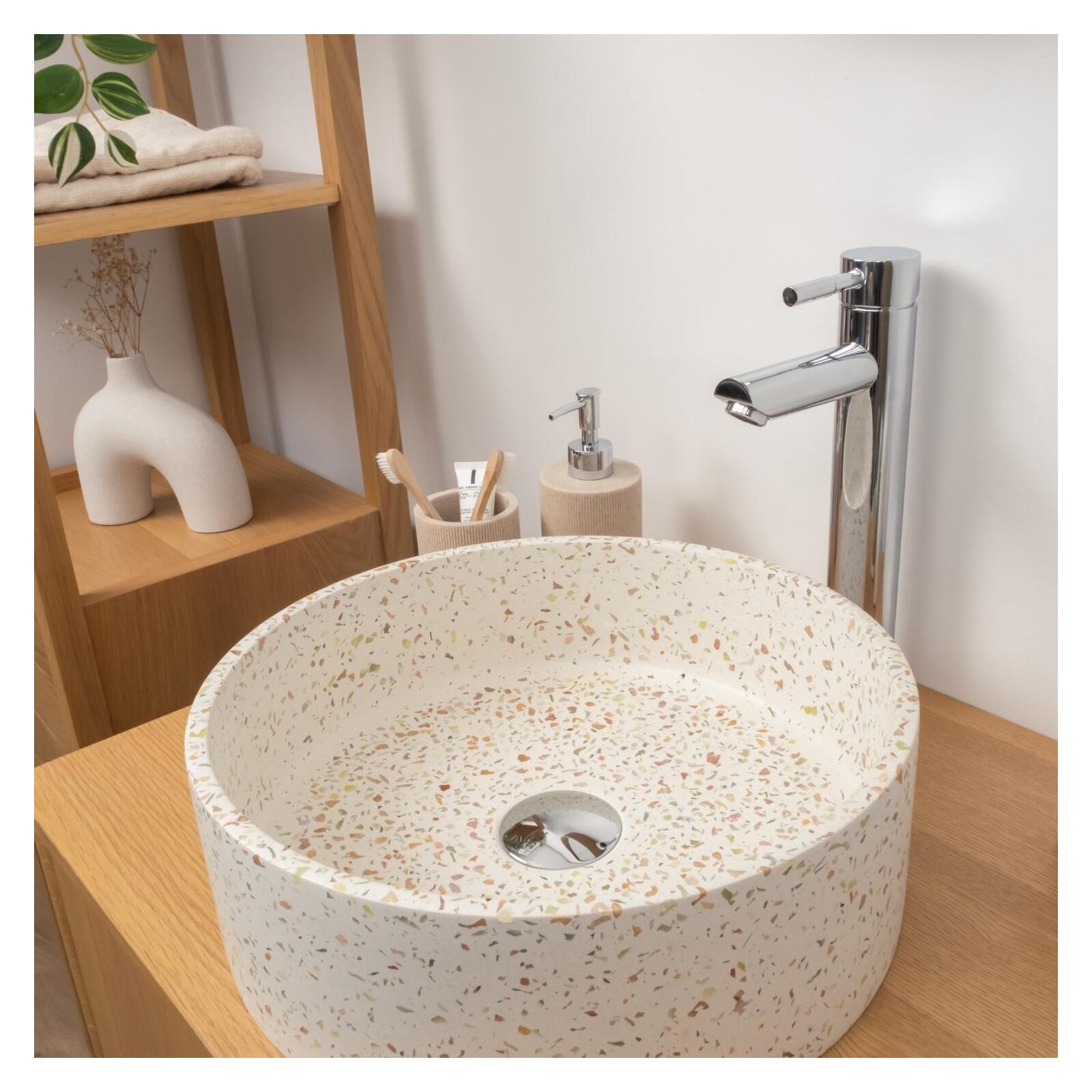 Vasque à poser ronde en terrazzo 36cm Vasque à poser ronde en terrazzo 36cm