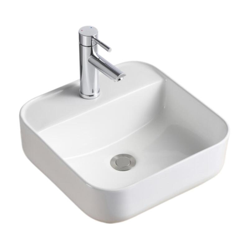 Vasque à poser carrée en céramique blanche 39cm