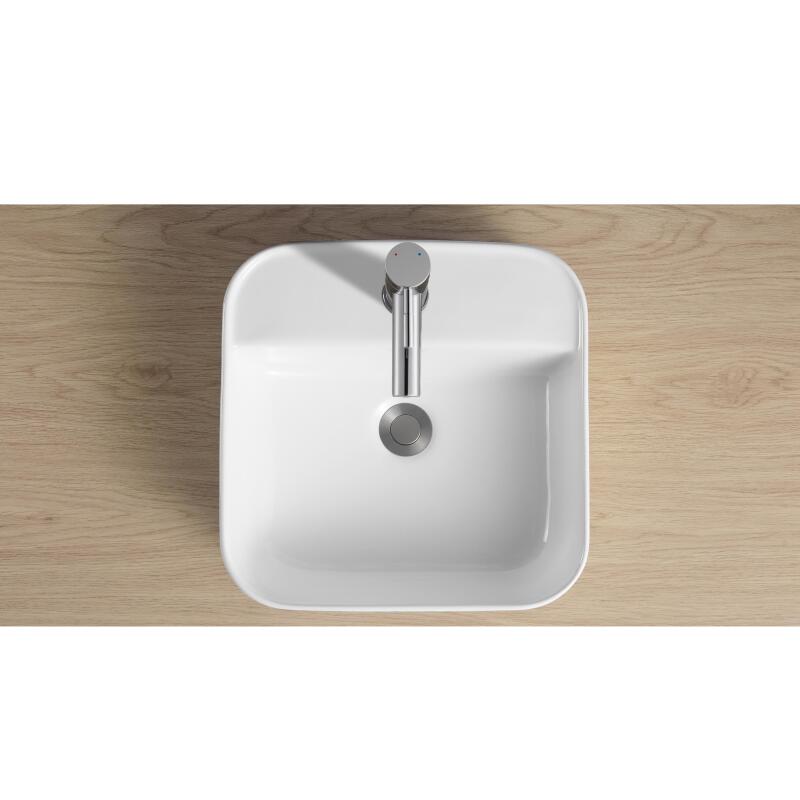 Vasque à poser carrée en céramique blanche 39cm