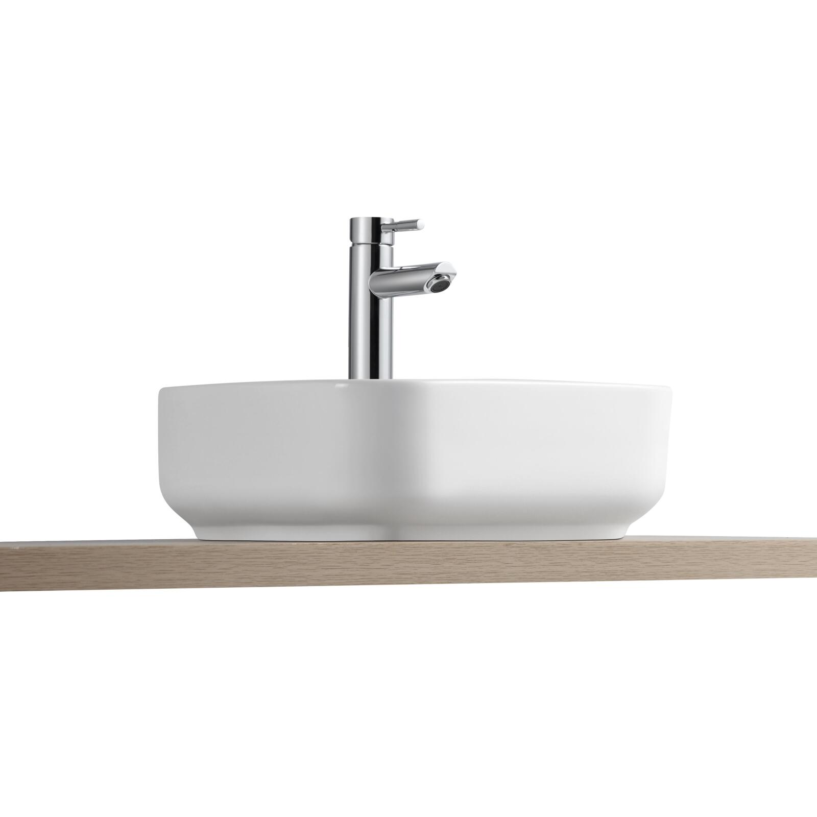 Vasque à poser carrée en céramique blanche 39cm Vasque à poser carrée en céramique blanche 39cm