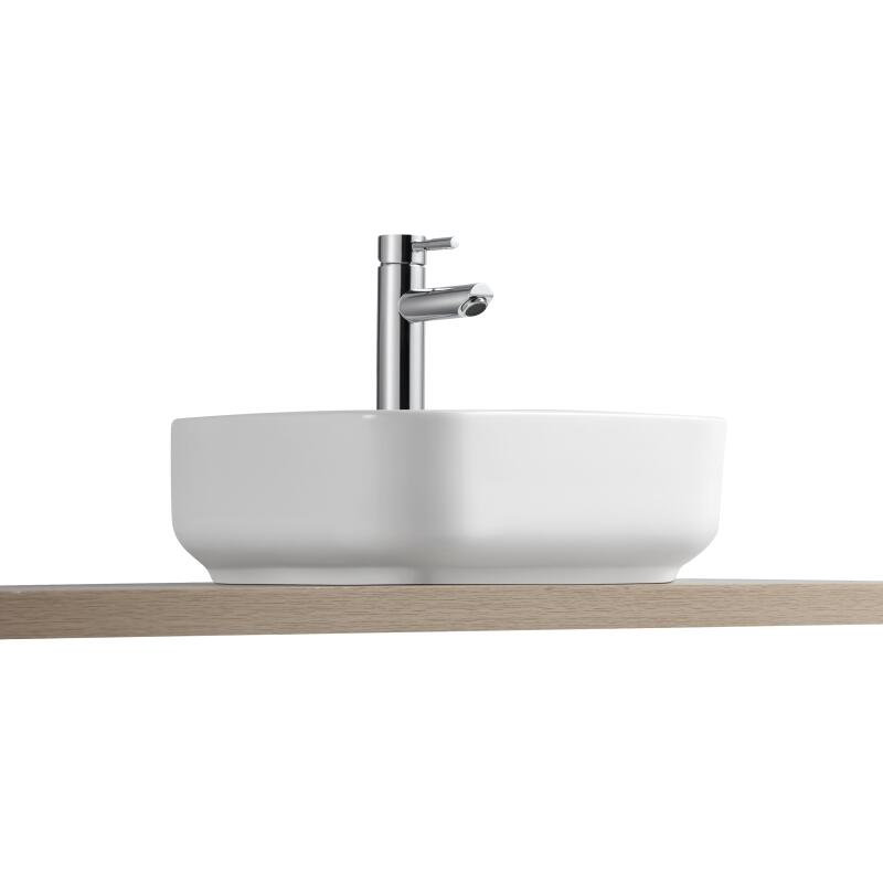 Vasque à poser carrée en céramique blanche 39cm