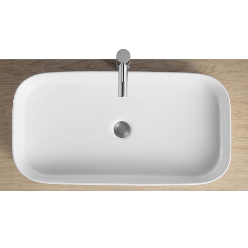 Vasque à poser rectangle en céramique blanche 75x39cm
