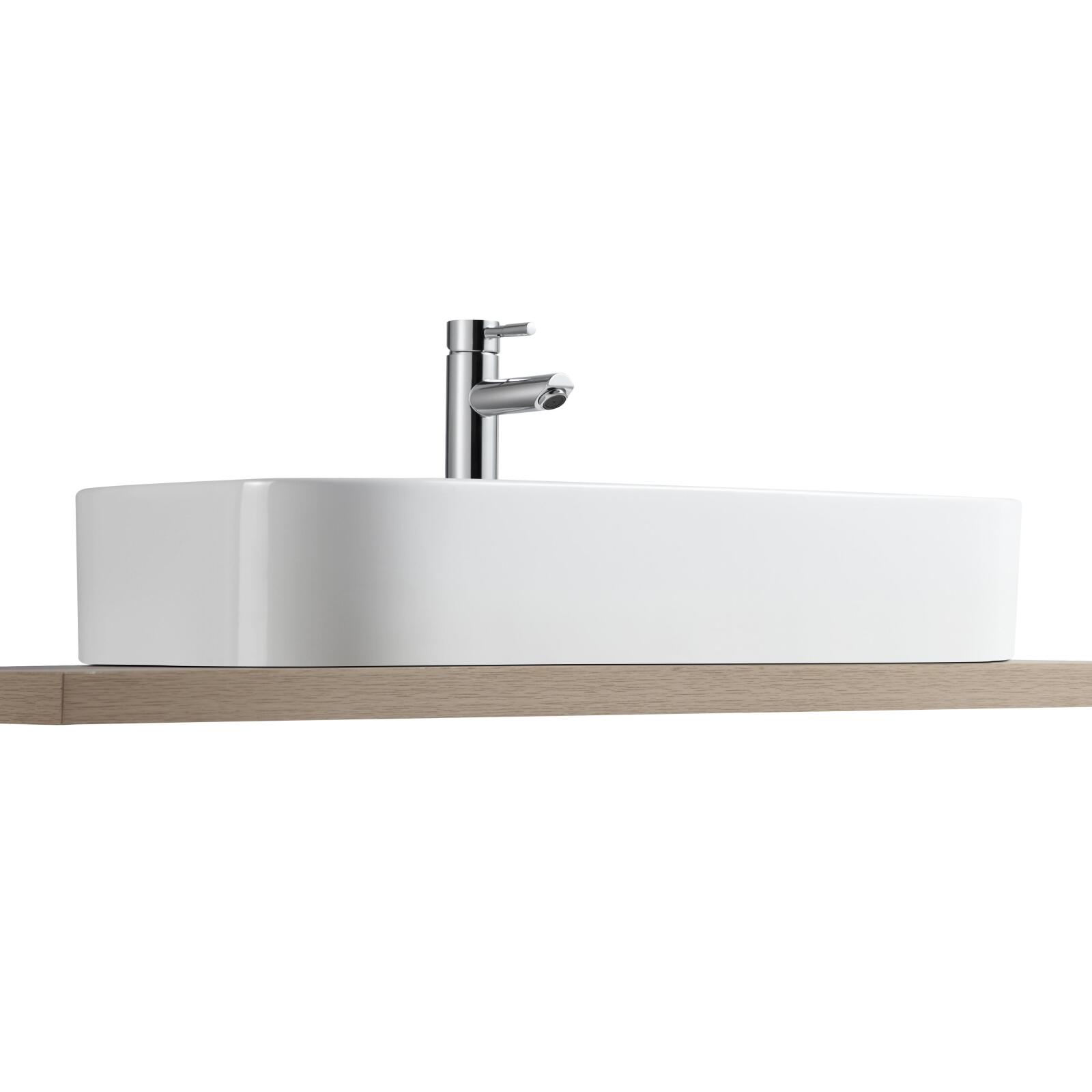 Vasque à poser rectangle en céramique blanche 75x39cm