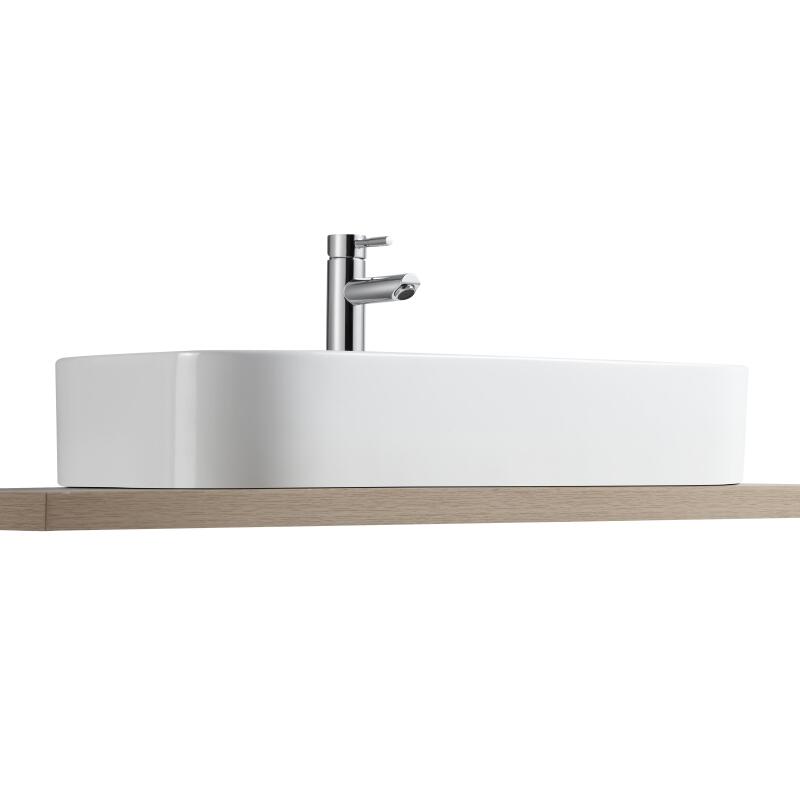 Vasque à poser rectangle en céramique blanche 75x39cm