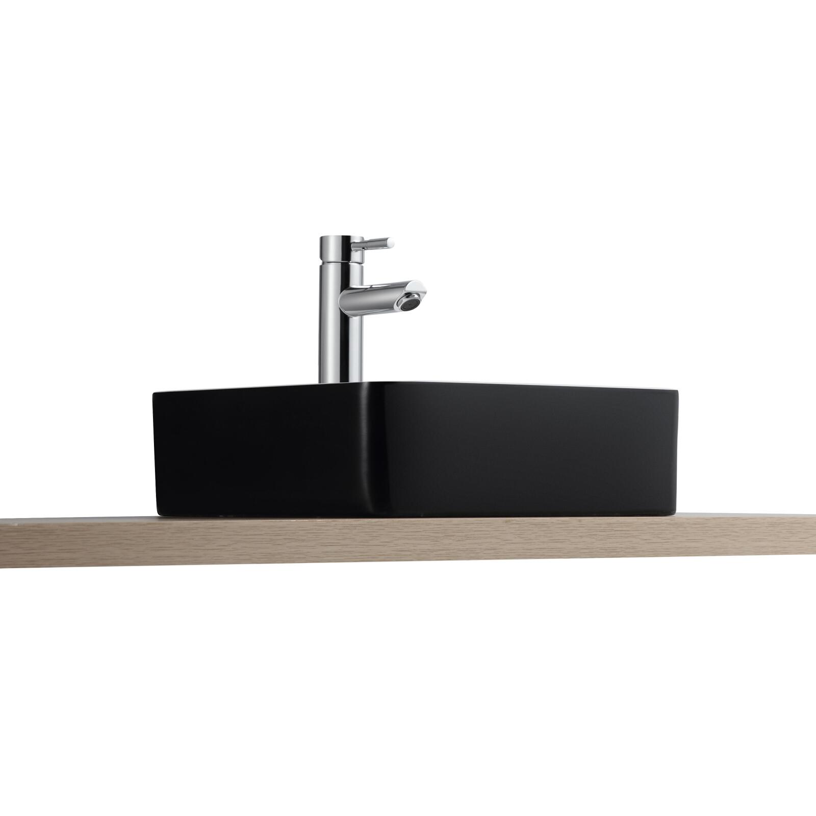 Vasque à poser carrée en céramique bicolore noir et blanc 36cm