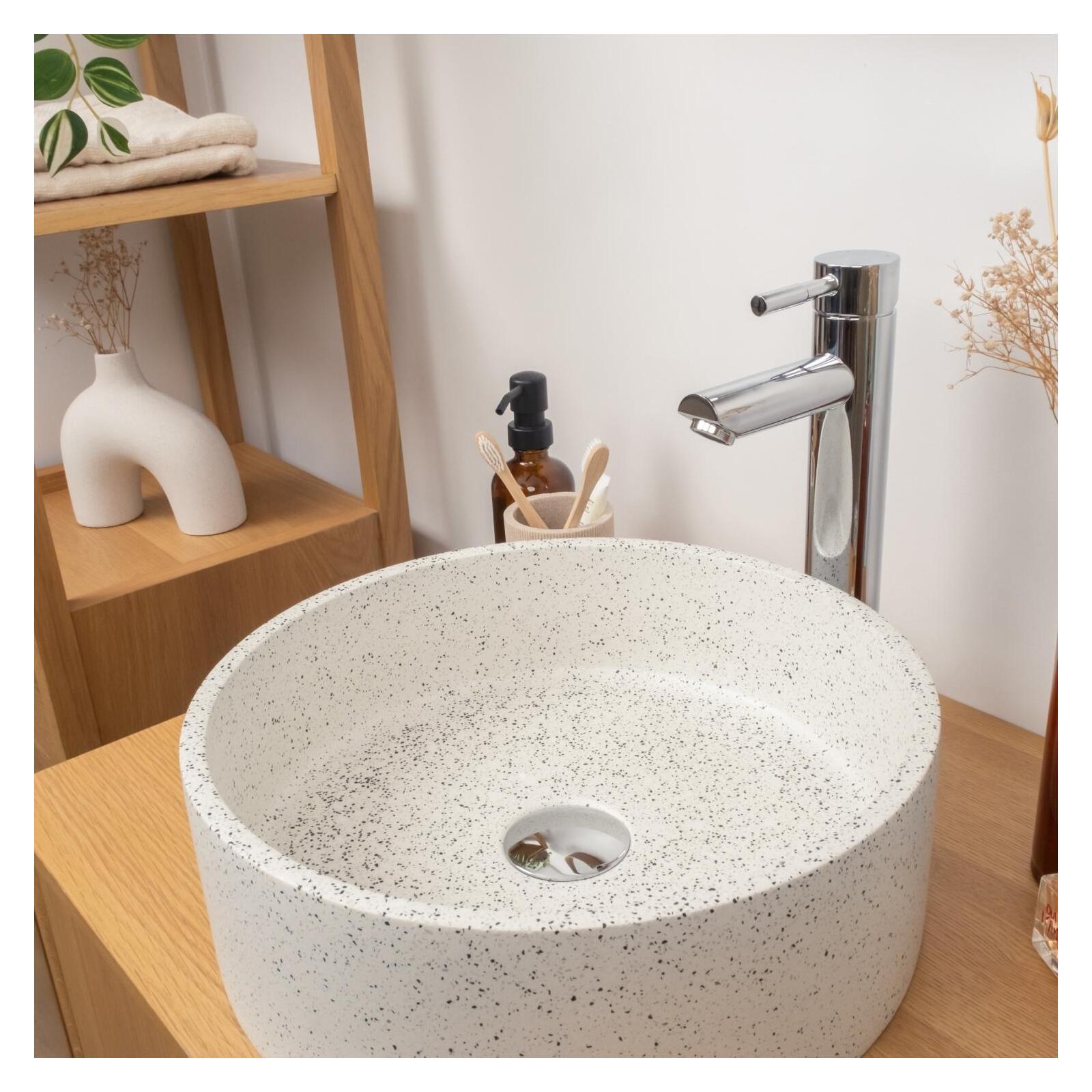 Vasque à poser ronde en terrazzo 36cm Vasque à poser ronde en terrazzo 36cm
