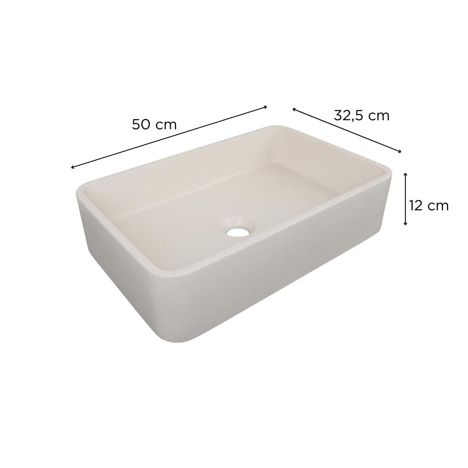 Vasque à poser rectangle en grès beige 50x32,5cm Vasque à poser rectangle en grès beige 50x32,5cm