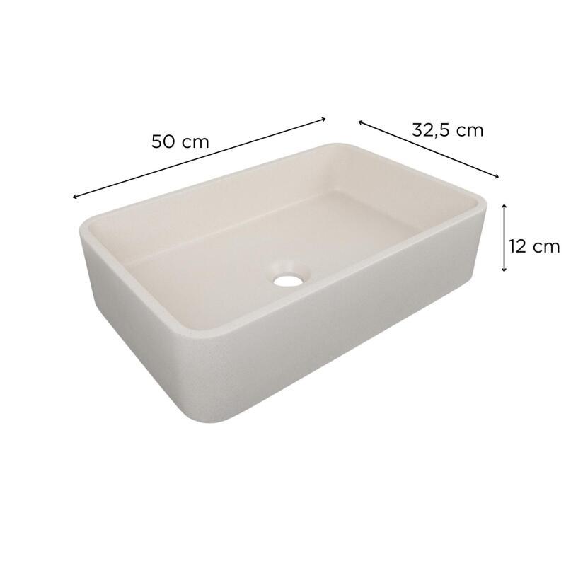 Vasque à poser rectangle en grès beige 50x32,5cm