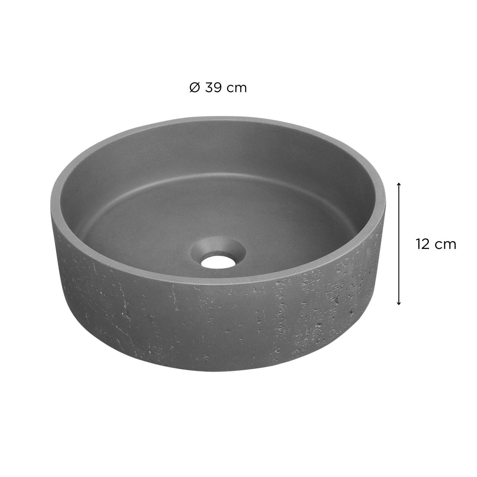 Vasque à poser ronde en béton travertin gris 39cm