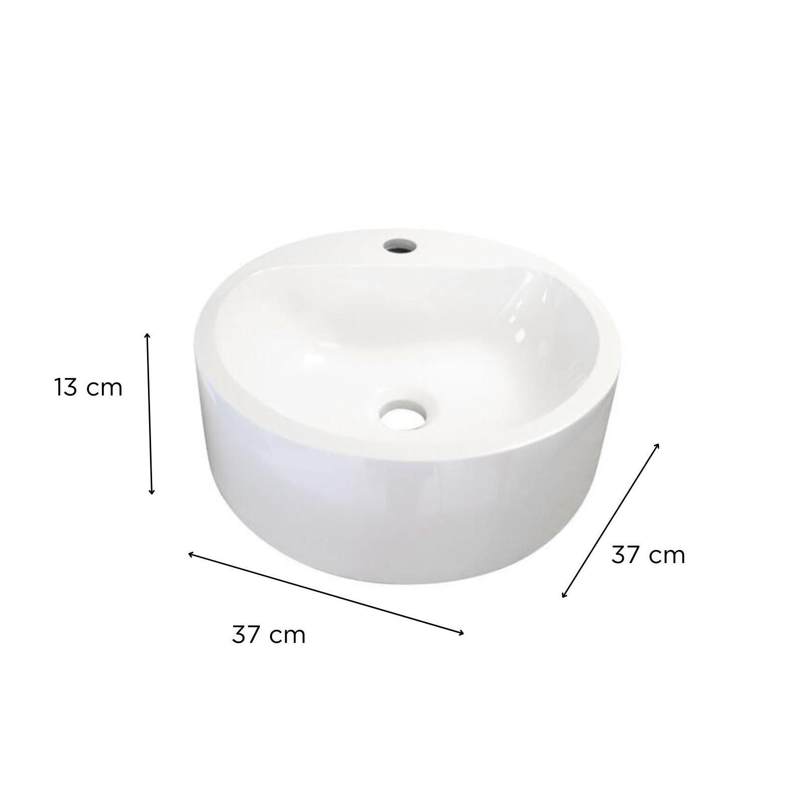 Vasque ronde à poser en résine blanche 37 cm NORI Vasque ronde à poser en résine blanche 37 cm NORI