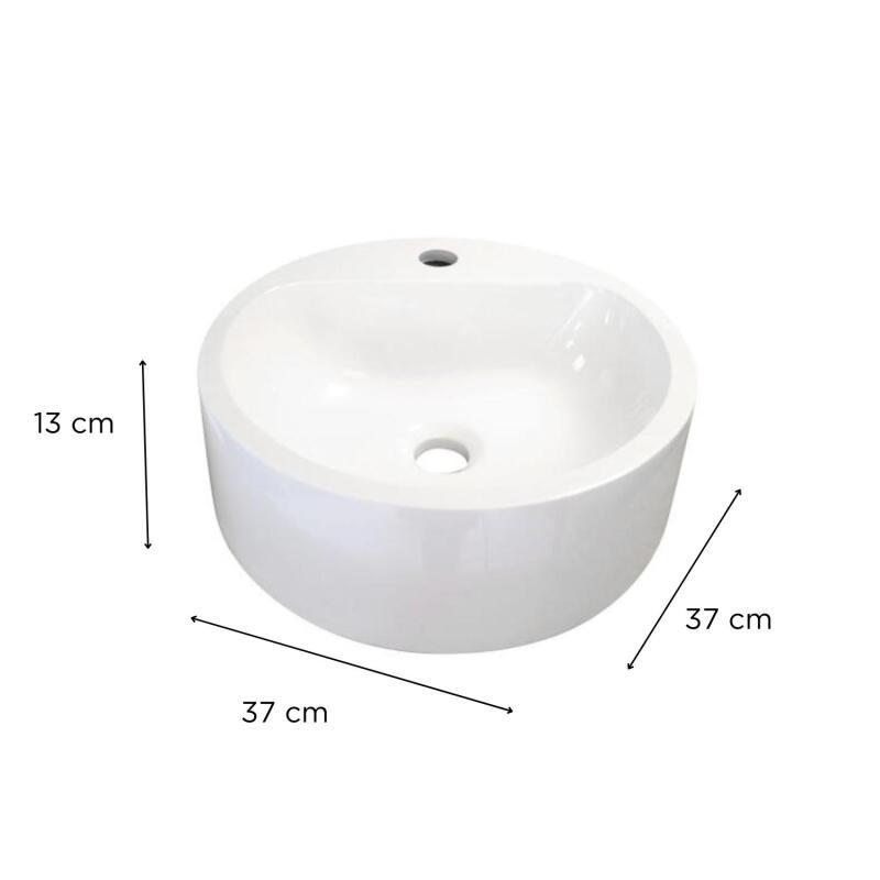 Vasque ronde à poser en résine blanche 37 cm NORI
