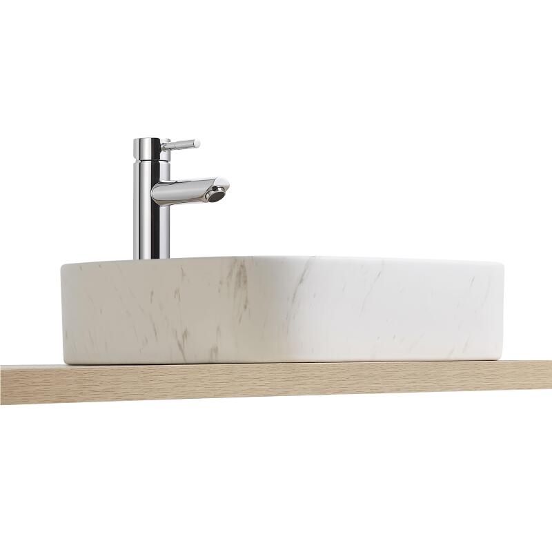 Vasque à poser rectangle en céramique effet marbre 45x38cm